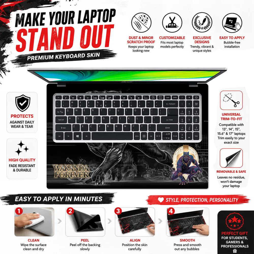 Wakanda Forever Smoke Mono Laptop Skin - View 5