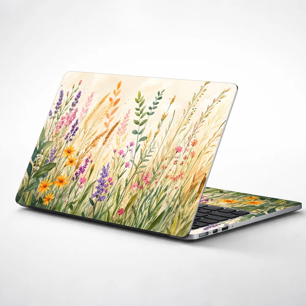 Watercolor Wildflower Meadow Laptop Skin - View 1