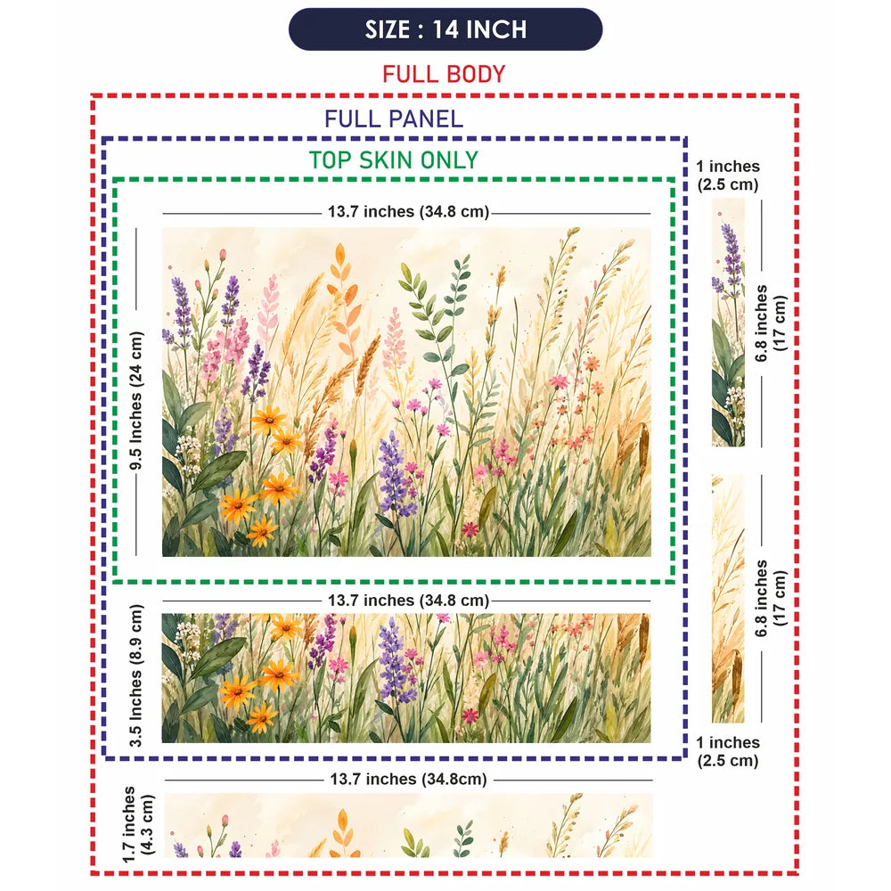 Watercolor Wildflower Meadow Laptop Skin - View 7