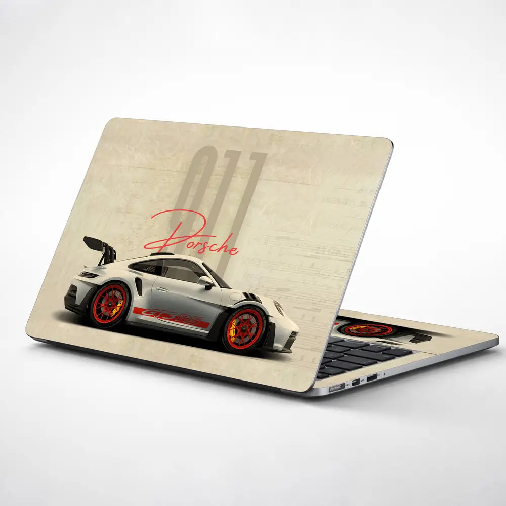 White Porsche Car Laptop Skin - View 1