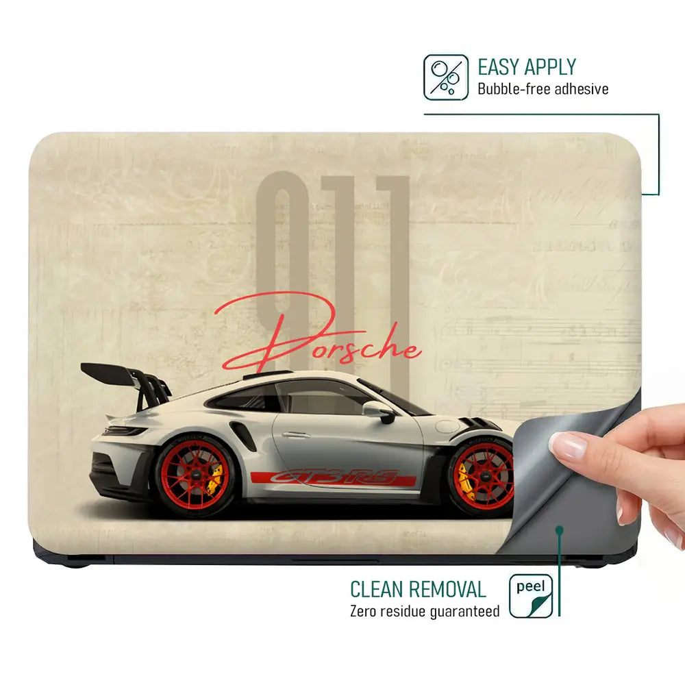 White Porsche Car Laptop Skin - View 4