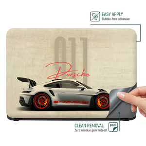 White Porsche Car Laptop Skin - View 4