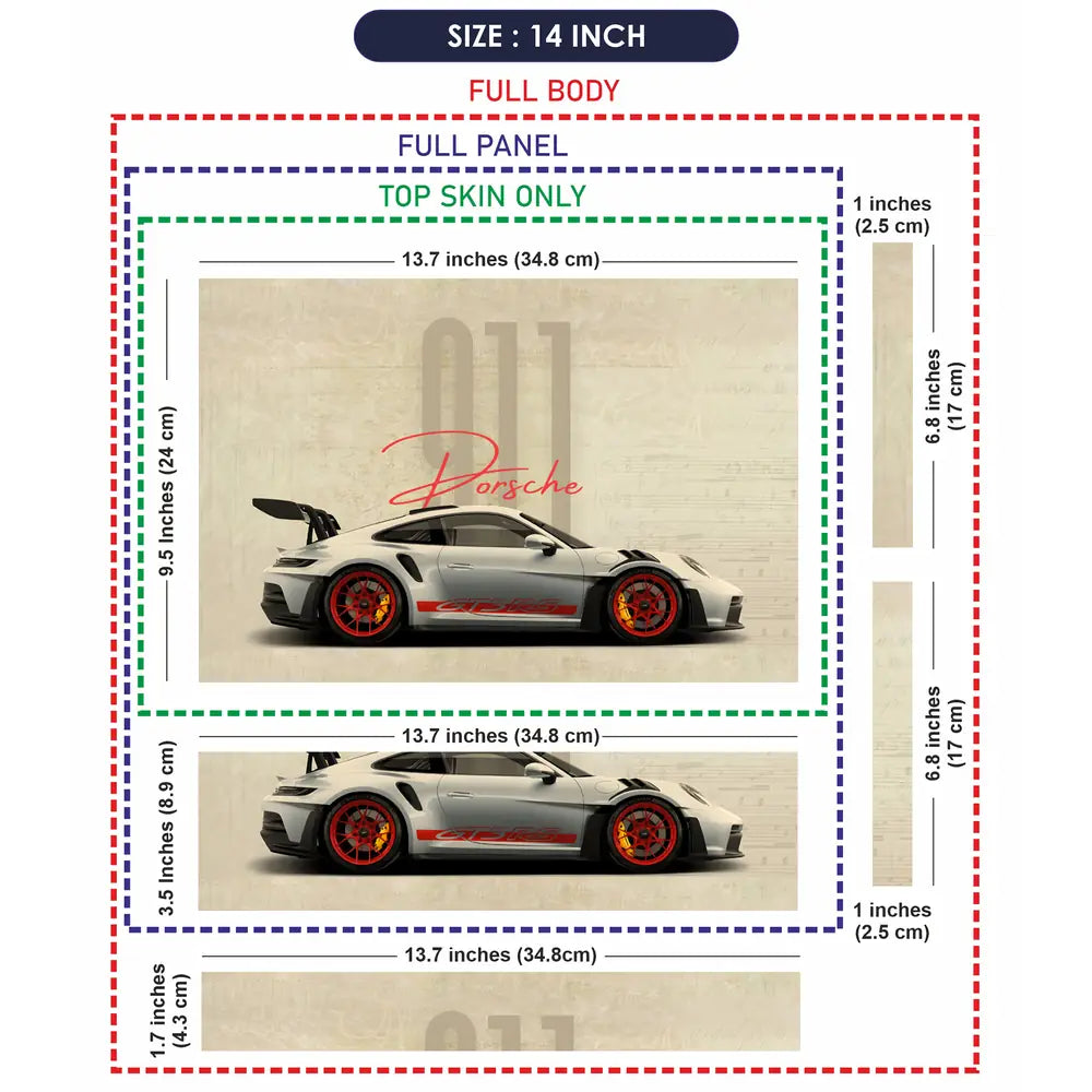 White Porsche Car Laptop Skin - View 7
