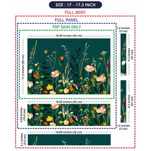 Wildflowers Teal Background Laptop Skin - View 9