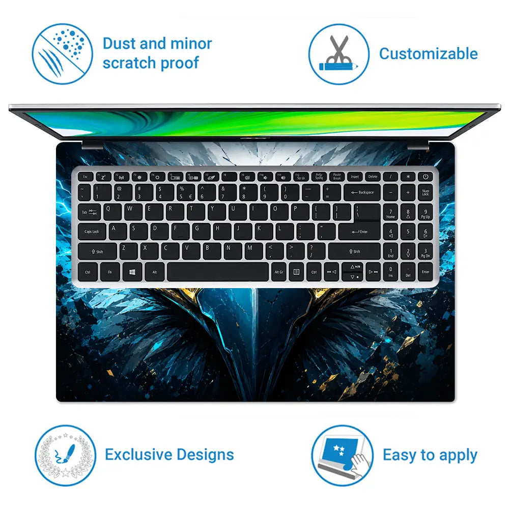 Wildlife Eagle Blue Lightning Eyes Laptop Skin - View 5