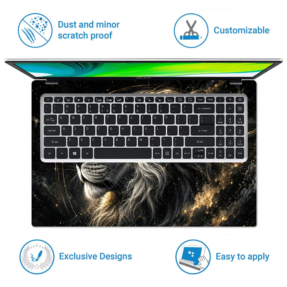 Wildlife Lion Cosmic Galaxy Portrait Laptop Skin - View 5
