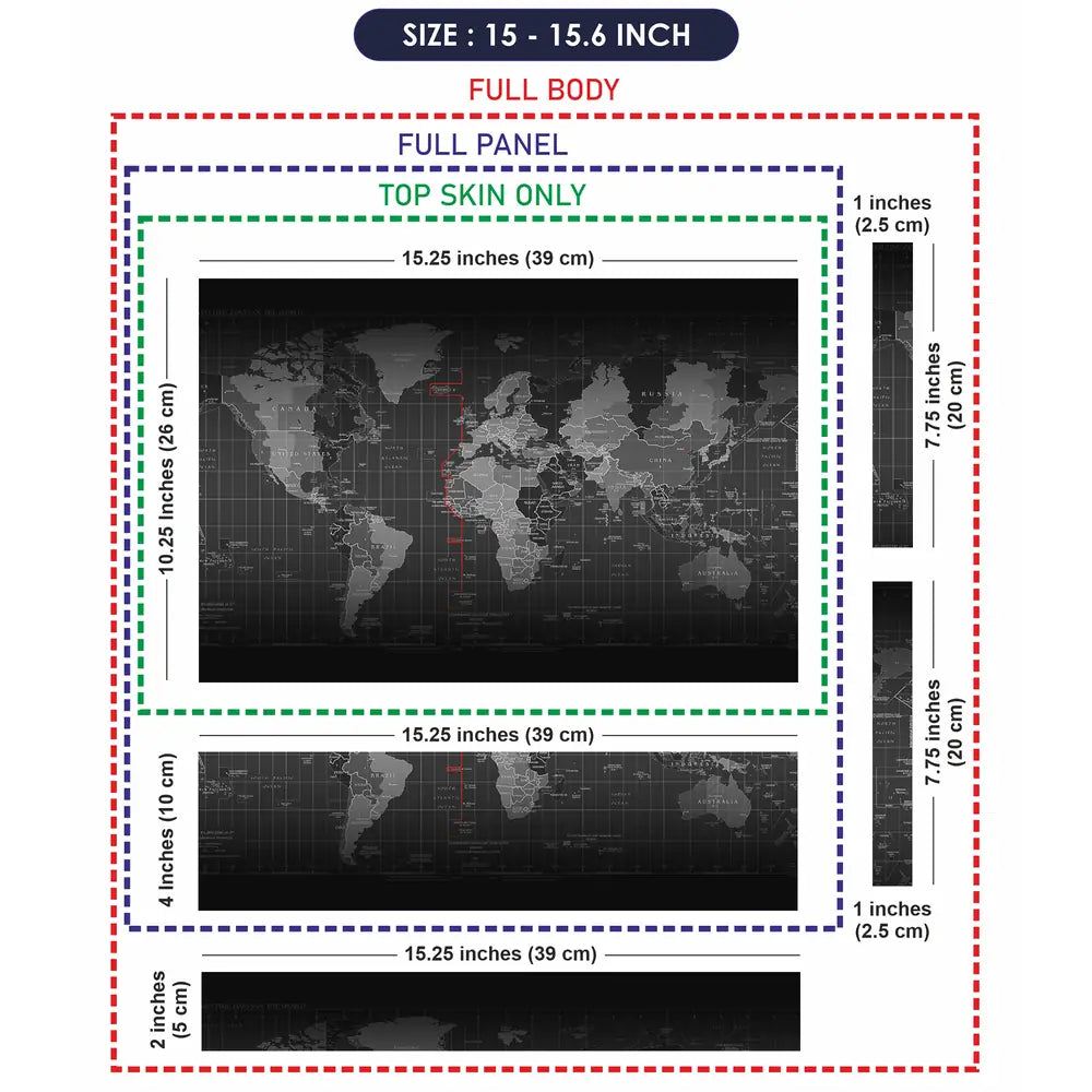 World Map Black Laptop Skin - View 8