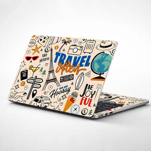 World Map Travel Doodle Sketch Laptop Skin - View 1