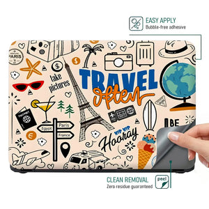 World Map Travel Doodle Sketch Laptop Skin - View 4