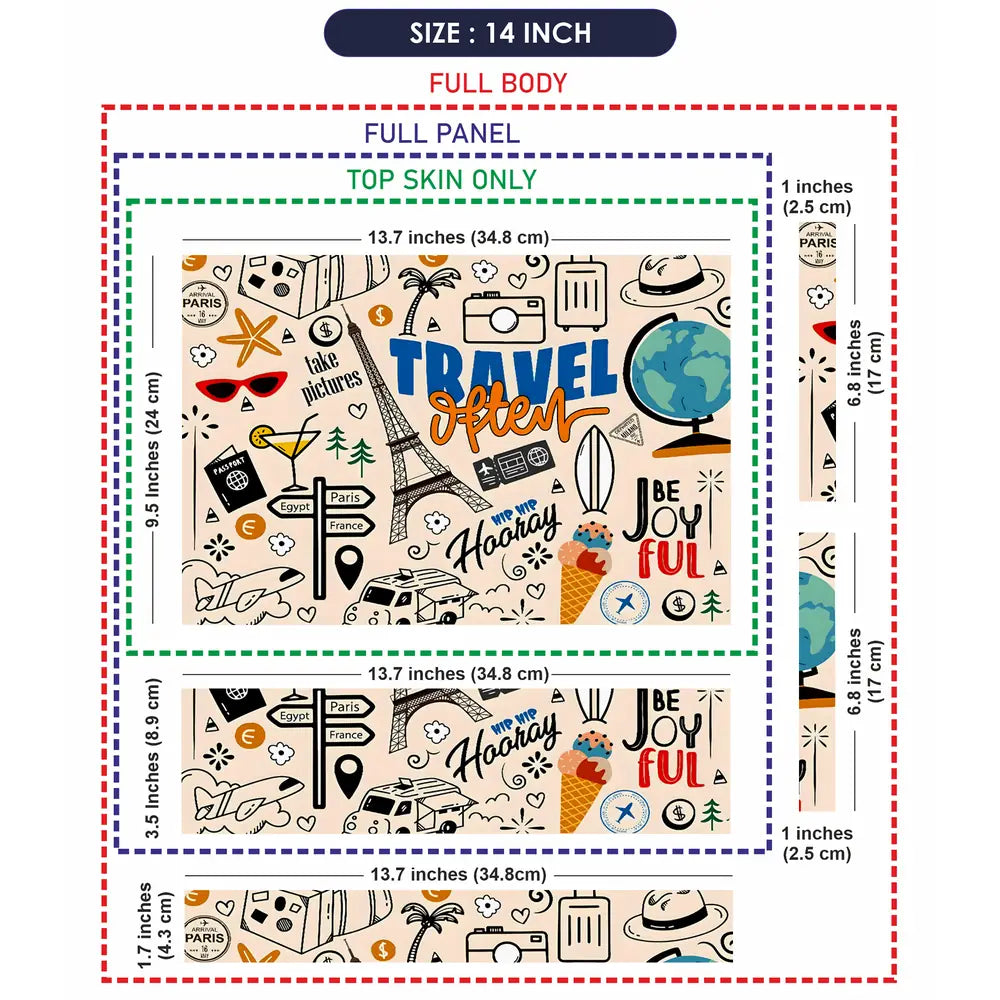 World Map Travel Doodle Sketch Laptop Skin - View 7