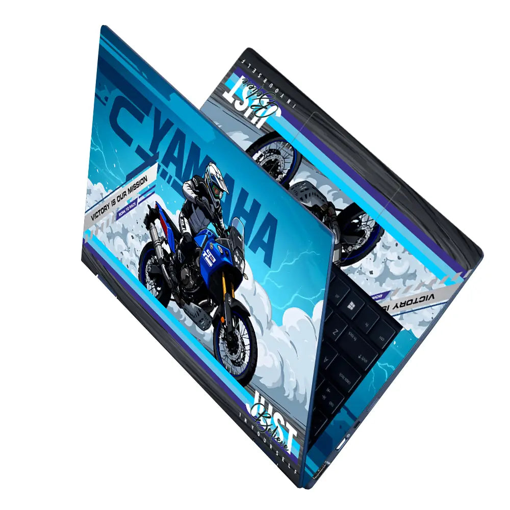 Yamaha R1 Blue White Supersport Laptop Skin - View 2
