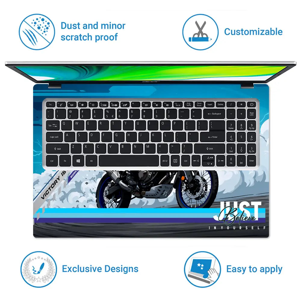 Yamaha R1 Blue White Supersport Laptop Skin - View 5