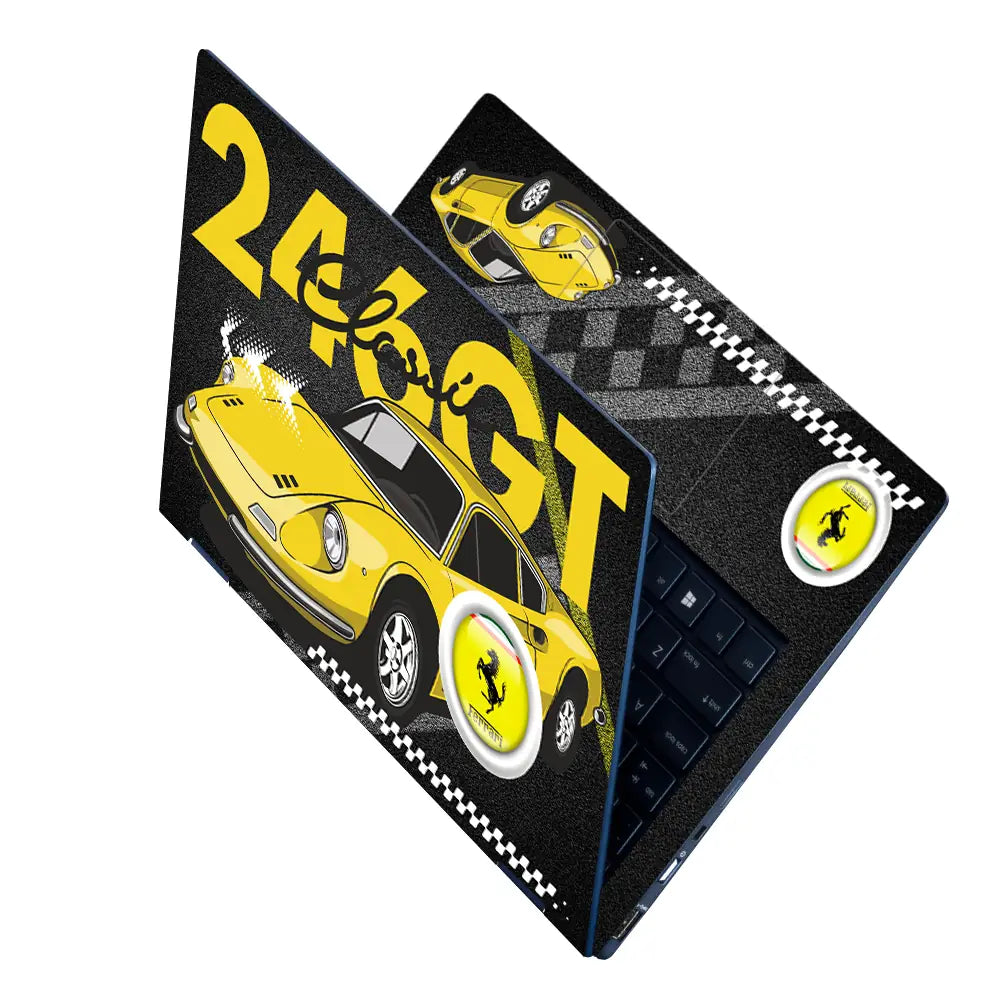 Yellow 24 GT Classic Sports Car Laptop Skin - View 2