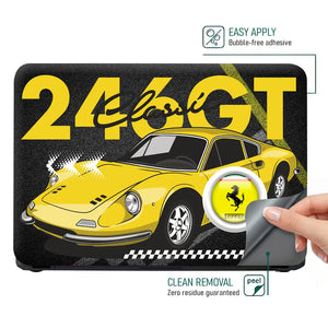 Yellow 24 GT Classic Sports Car Laptop Skin - View 4