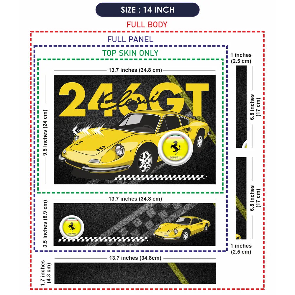 Yellow 24 GT Classic Sports Car Laptop Skin - View 7
