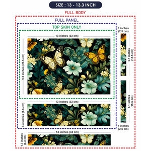 Yellow Butterflies Floral Dark Laptop Skin - View 6