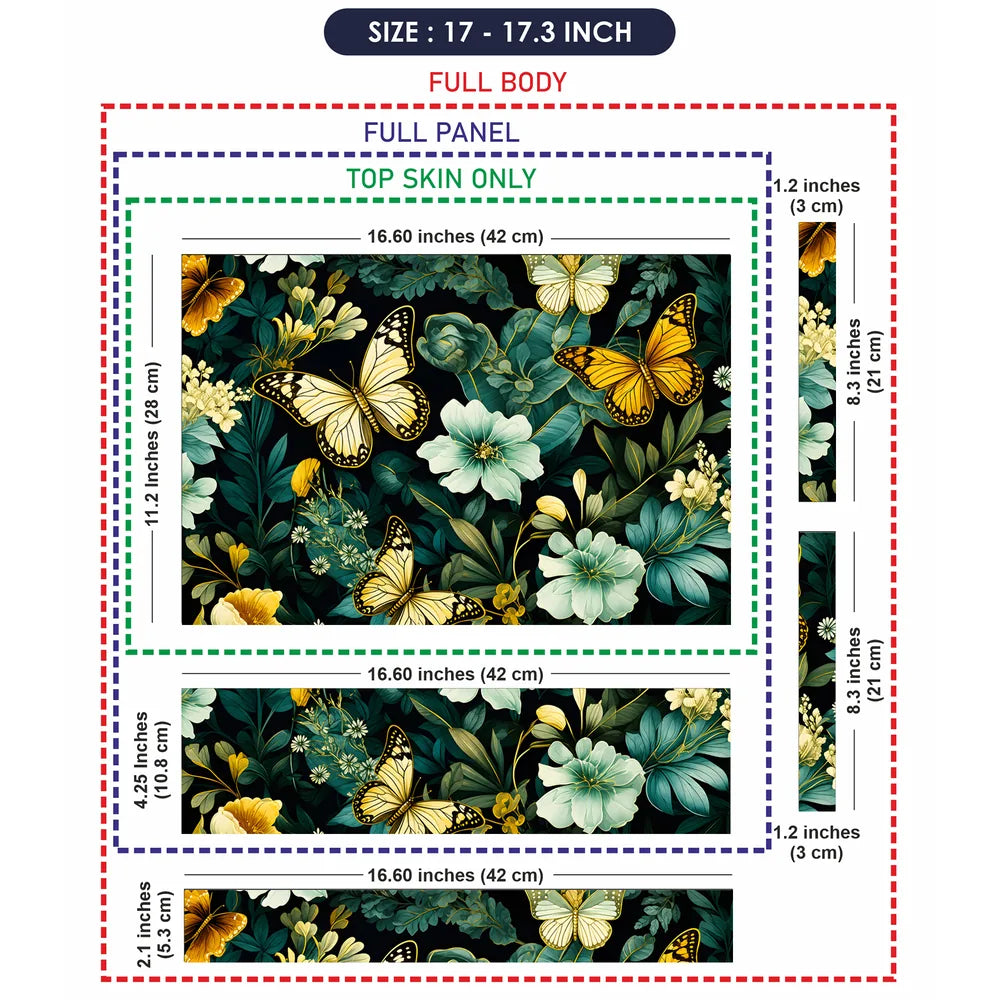 Yellow Butterflies Floral Dark Laptop Skin - View 9