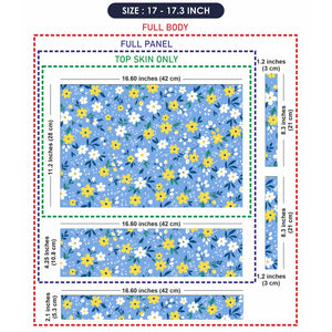 Yellow White Daisies Blue Laptop Skin - View 9