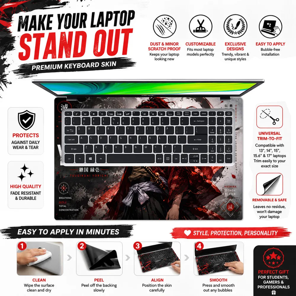 Yoriichi Kokushibo Red Kimono Laptop Skin - View 5