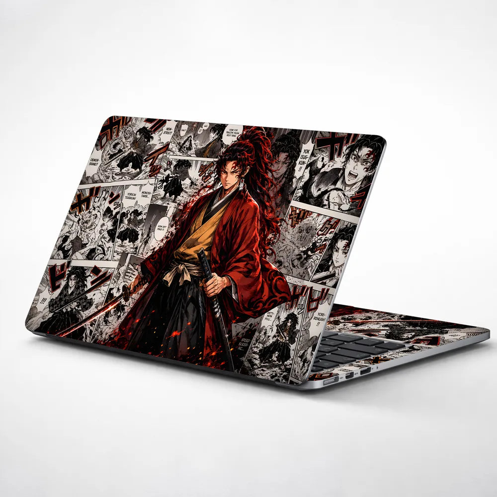 Yoriichi Manga Panels Red Laptop Skin - View 1