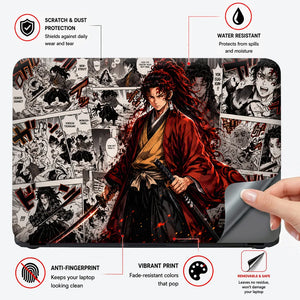 Yoriichi Manga Panels Red Laptop Skin - View 4
