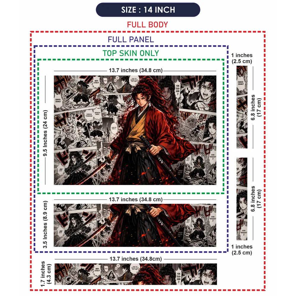 Yoriichi Manga Panels Red Laptop Skin - View 7