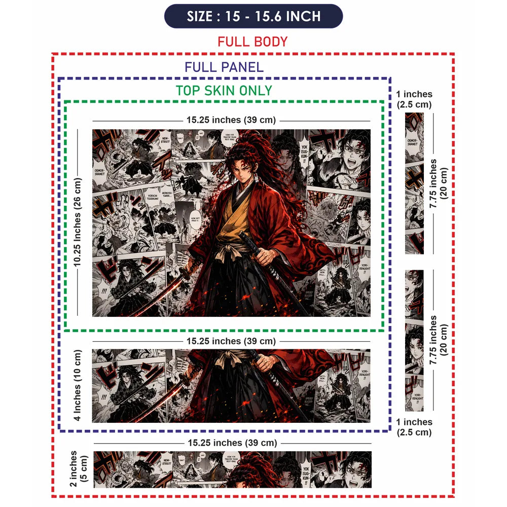 Yoriichi Manga Panels Red Laptop Skin - View 8