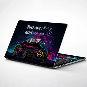 You are Strong and Capable Racing Neon Car Laptop Skin - View 1