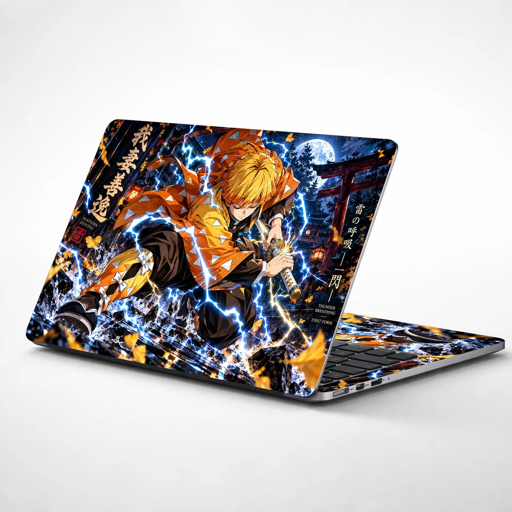 Zenitsu Thunder Breathing Shrine Laptop Skin - View 1