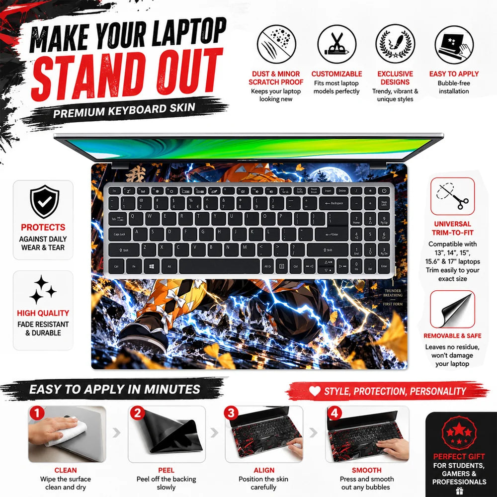 Zenitsu Thunder Breathing Shrine Laptop Skin - View 5