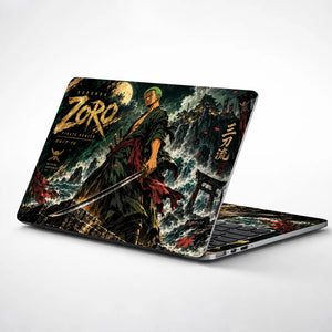 Zoro Amid Stormy Shrine Cliffs Laptop Skin - View 1