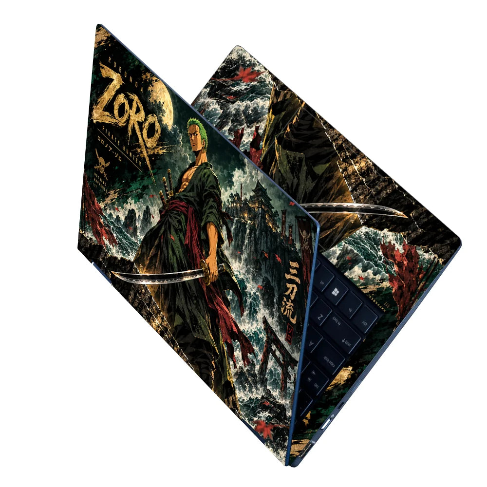 Zoro Amid Stormy Shrine Cliffs Laptop Skin - View 2