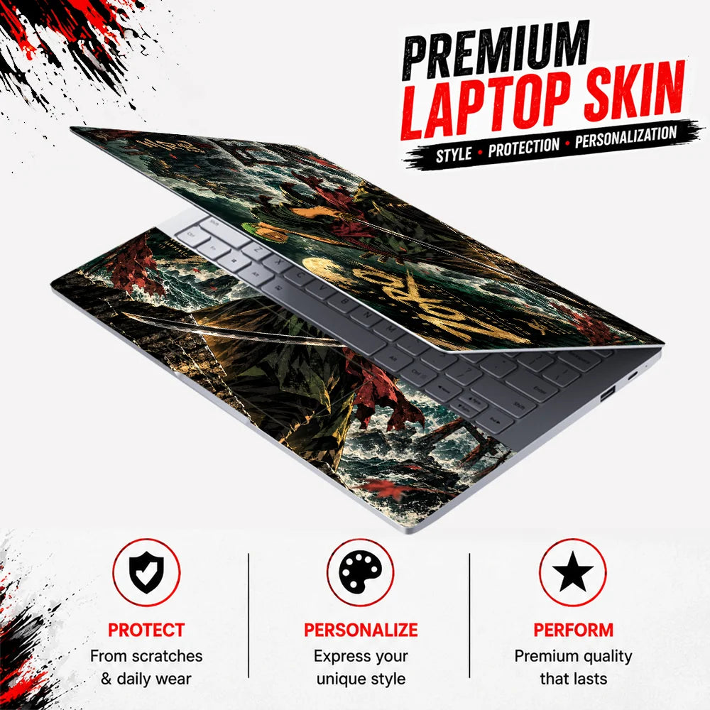 Zoro Amid Stormy Shrine Cliffs Laptop Skin - View 3