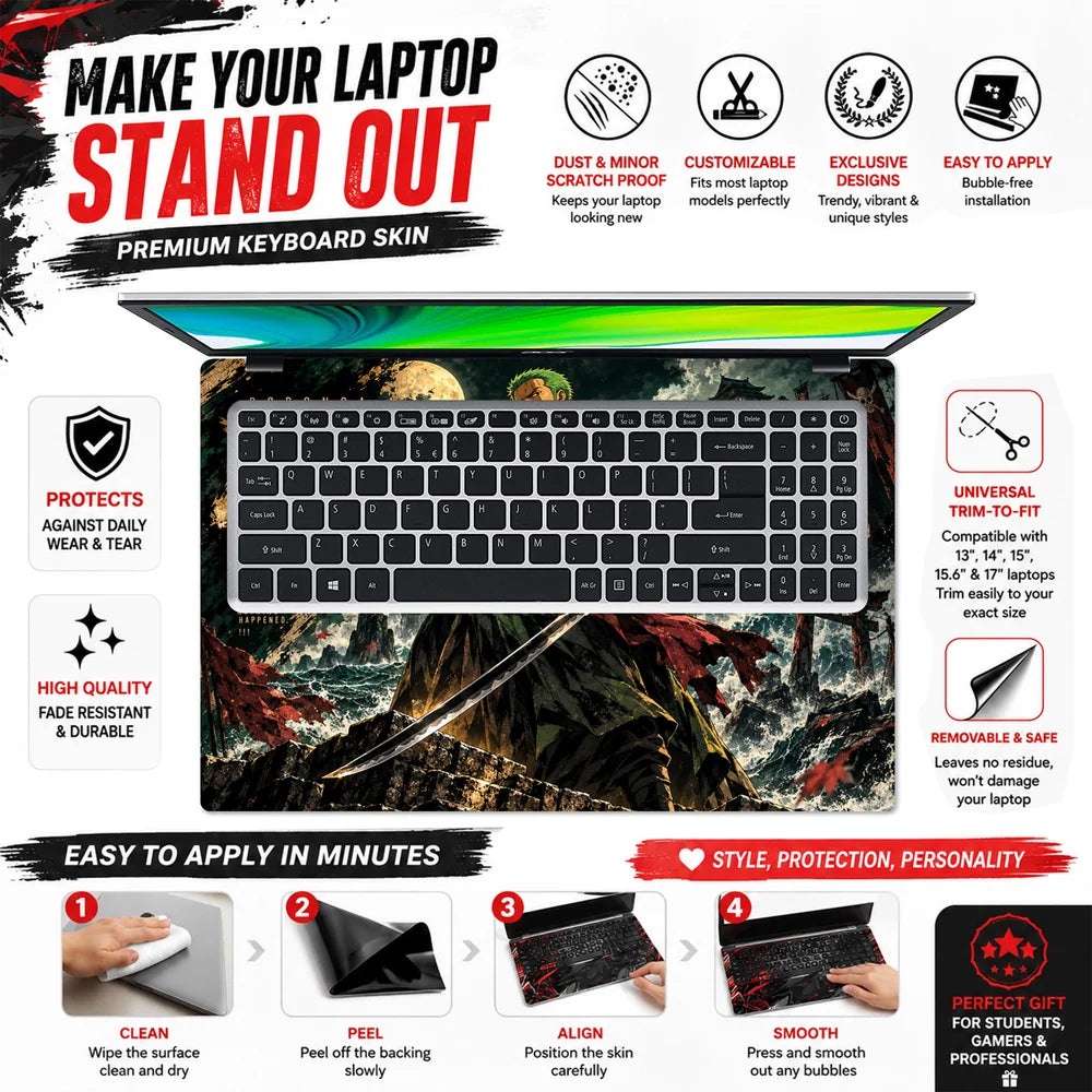 Zoro Amid Stormy Shrine Cliffs Laptop Skin - View 5