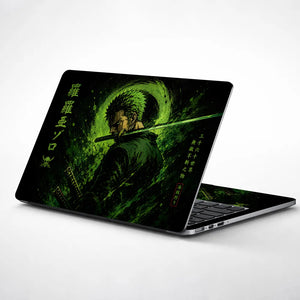 Zoro Back View Green Swirl Laptop Skin - View 1