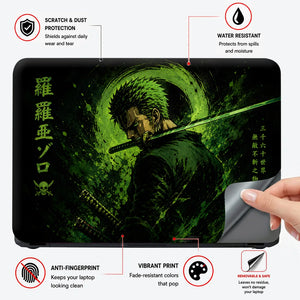 Zoro Back View Green Swirl Laptop Skin - View 4