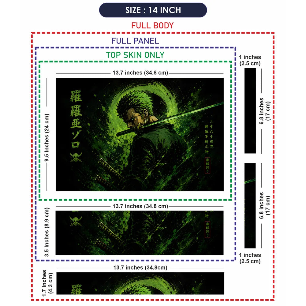Zoro Back View Green Swirl Laptop Skin - View 7
