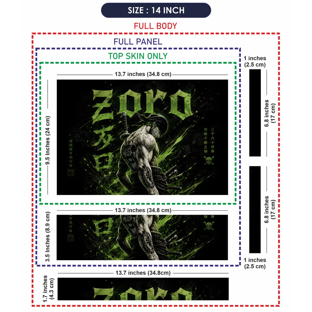 Zoro Bandana Green Kanji Laptop Skin - View 7