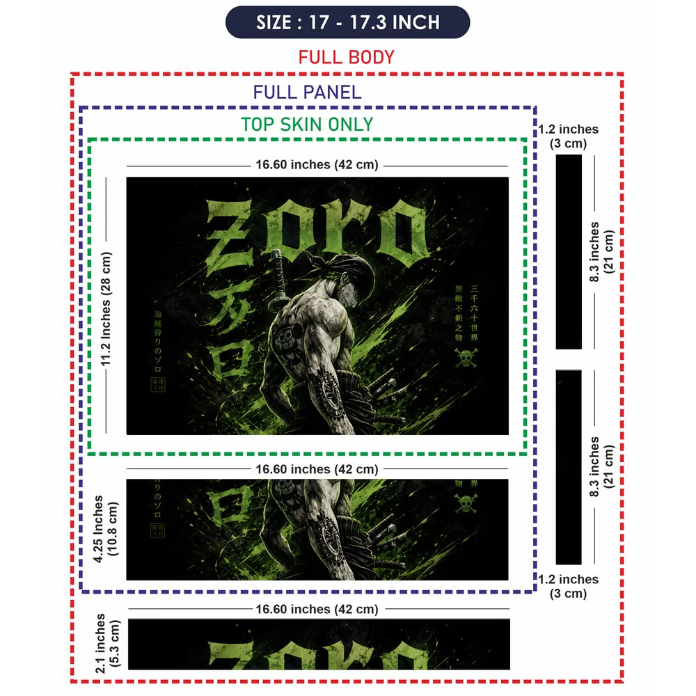 Zoro Bandana Green Kanji Laptop Skin - View 9