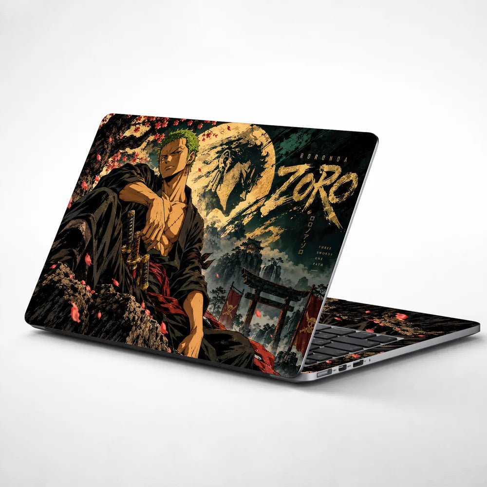 Zoro Beneath the Moonlit Torii Laptop Skin - View 1
