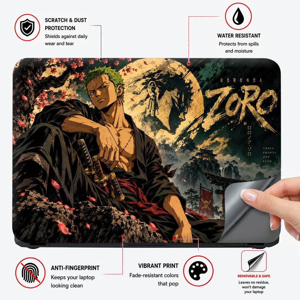 Zoro Beneath the Moonlit Torii Laptop Skin - View 4