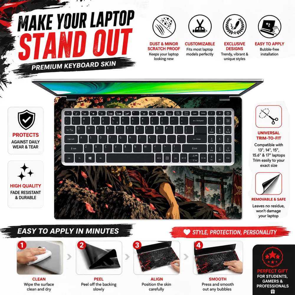 Zoro Beneath the Moonlit Torii Laptop Skin - View 5