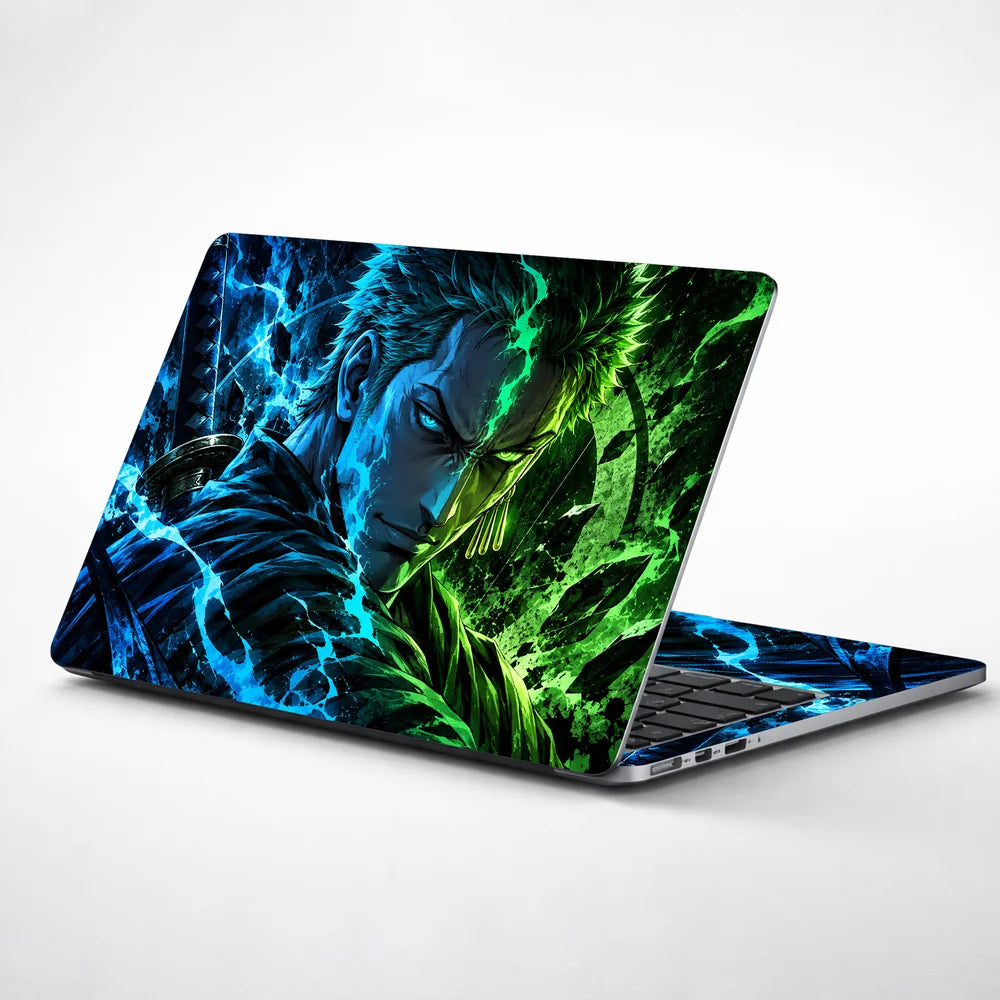Zoro Blue Green Split Portrait Laptop Skin - View 1