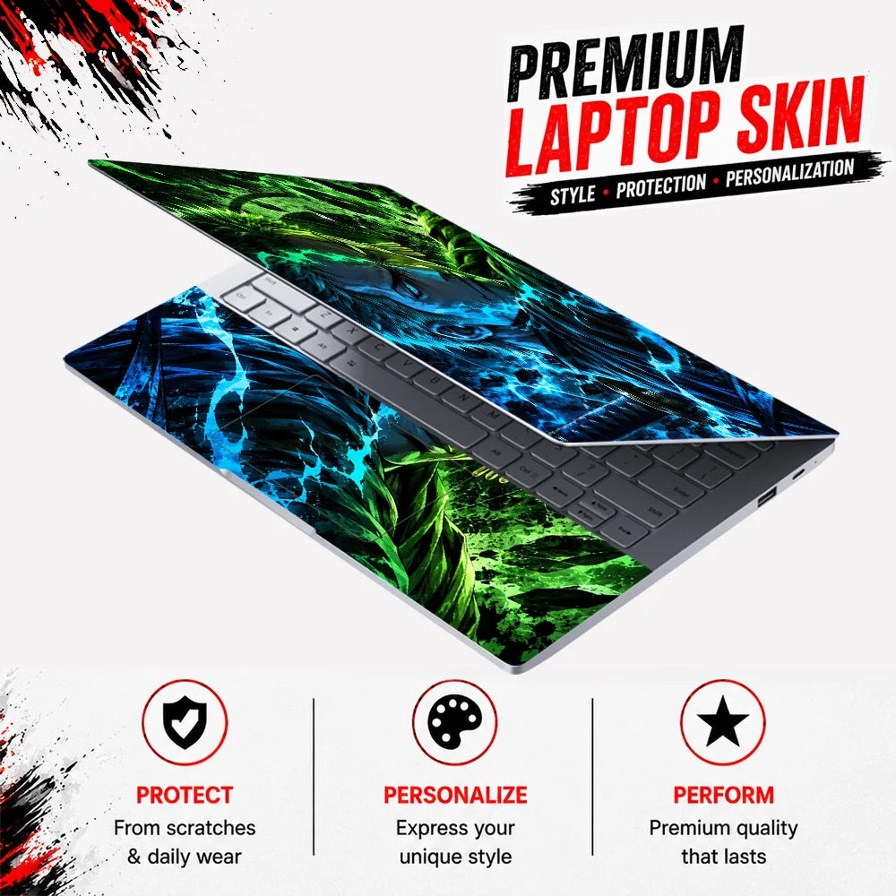 Zoro Blue Green Split Portrait Laptop Skin - View 3