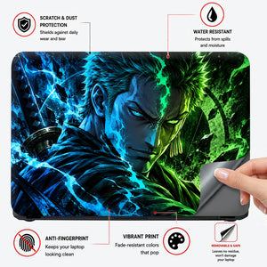 Zoro Blue Green Split Portrait Laptop Skin - View 4