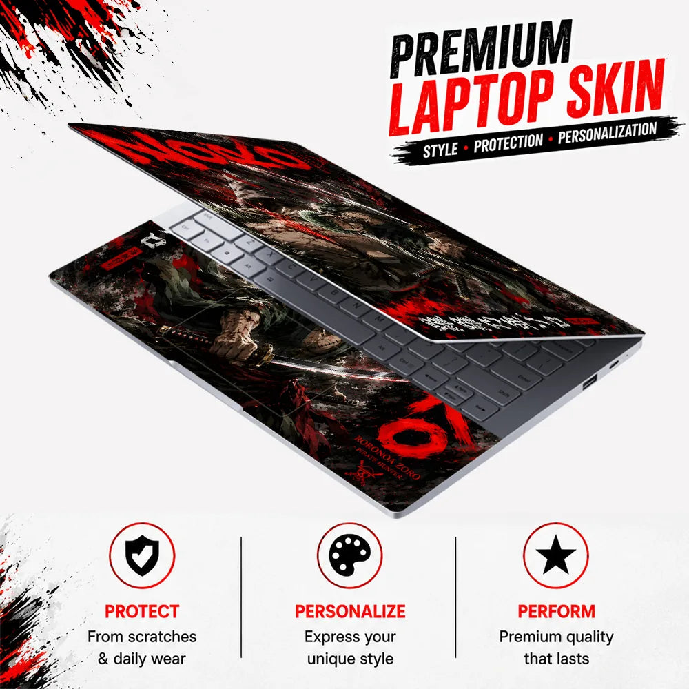 Zoro Dual Pose Red Splash Laptop Skin - View 3