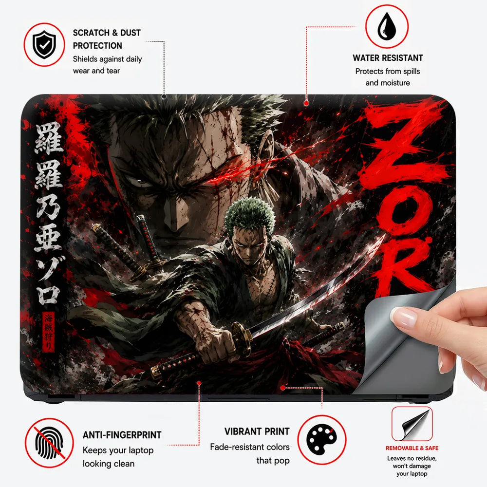 Zoro Dual Pose Red Splash Laptop Skin - View 4