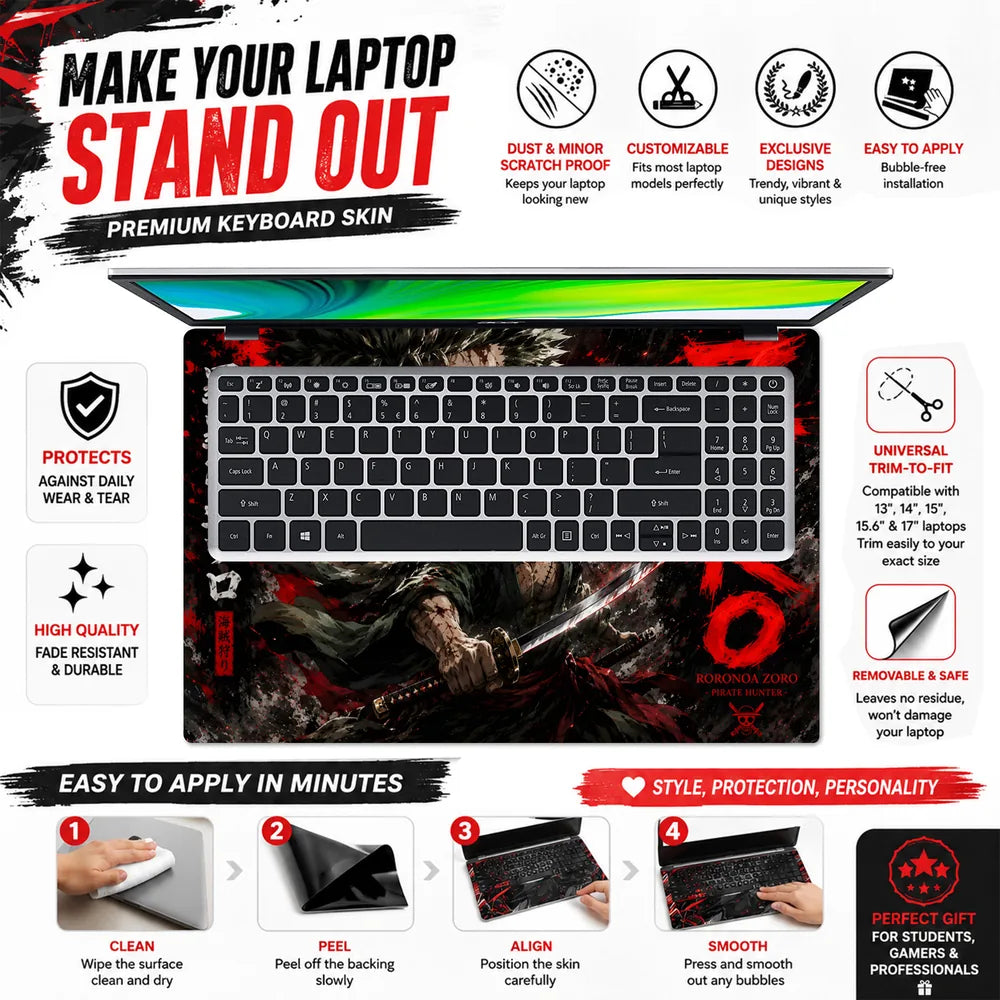 Zoro Dual Pose Red Splash Laptop Skin - View 5