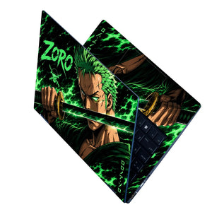 Zoro Green Flame Katana Laptop Skin - View 2
