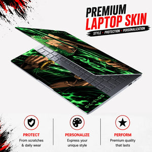 Zoro Green Flame Katana Laptop Skin - View 3